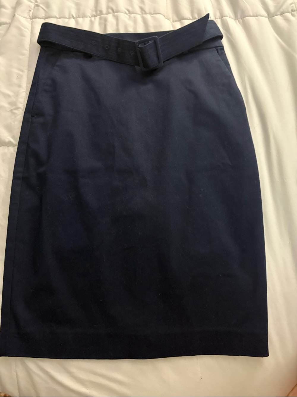 J. Crew Navy Belted Pencil Skirt